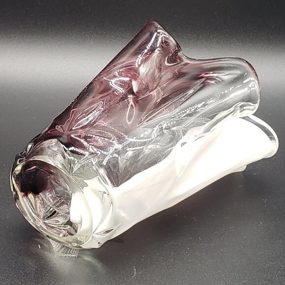Makora Krosno Clear White Amethyst Blown Art Hankerchief Glass Vase - Picture 4 of 9